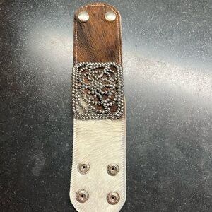 Real Cowhide, leather snap cuff bracelet
